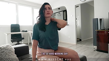 Unexpected Blowjob For Tired Step Mom While Rest On Step Son's Knees